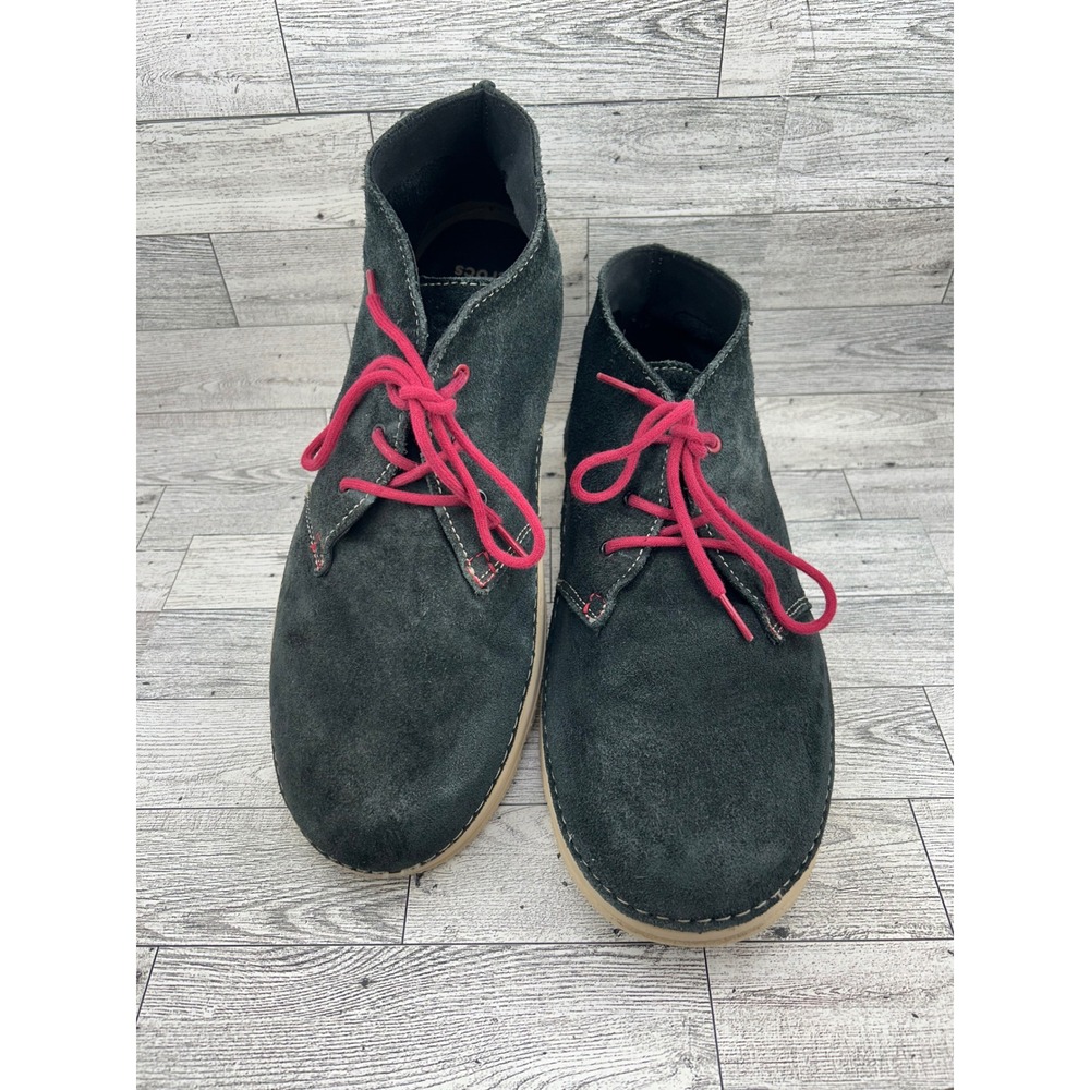 Crocs Men Desert Chukka Boots Charcoal Grey Suede Pink Laces 14669 Size 13